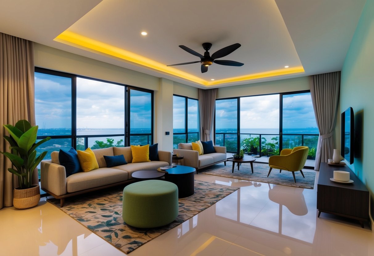 A modern, eco-friendly interior with smart technology and Cebu-inspired decor, staged in a stylish property in Cebu