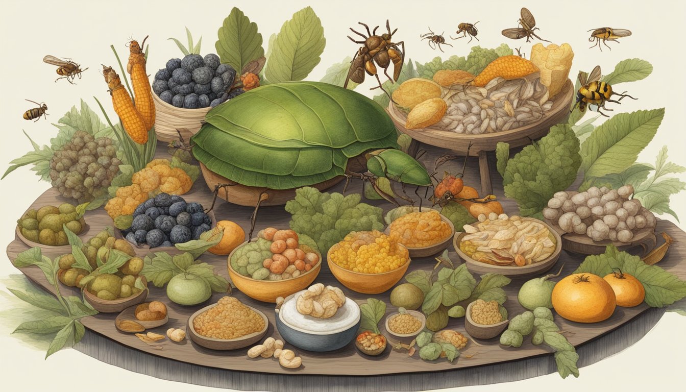 A group of insects feasting on a variety of fermented and controversial foods, including wood and other xylophagous delights