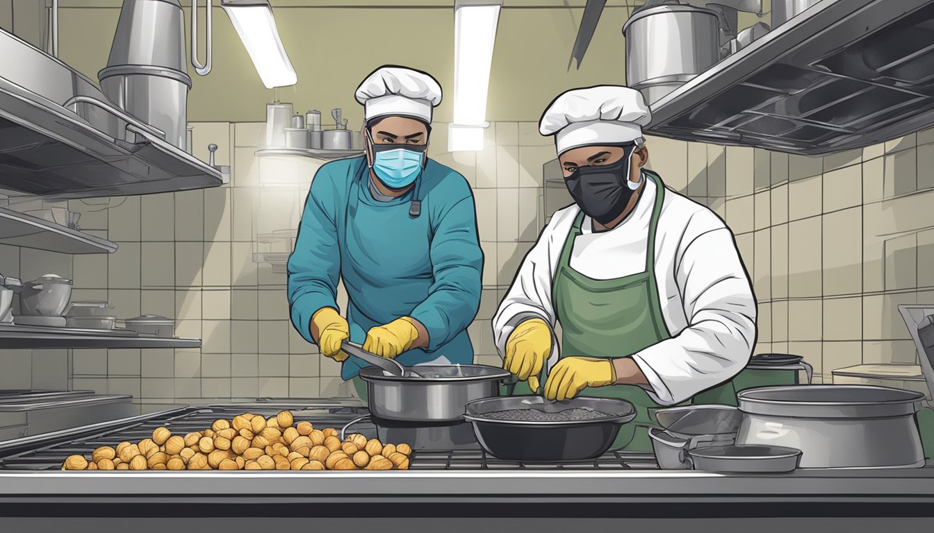 A person cooking stinkheads in a well-ventilated area with gloves and a mask on