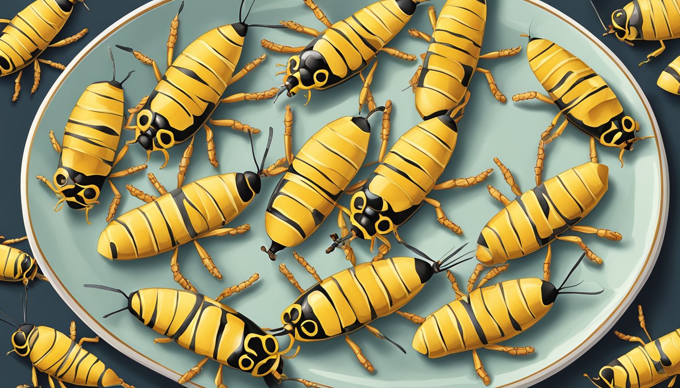 A plate of wasp crackers arranged with precision, showcasing their unique and exotic nature