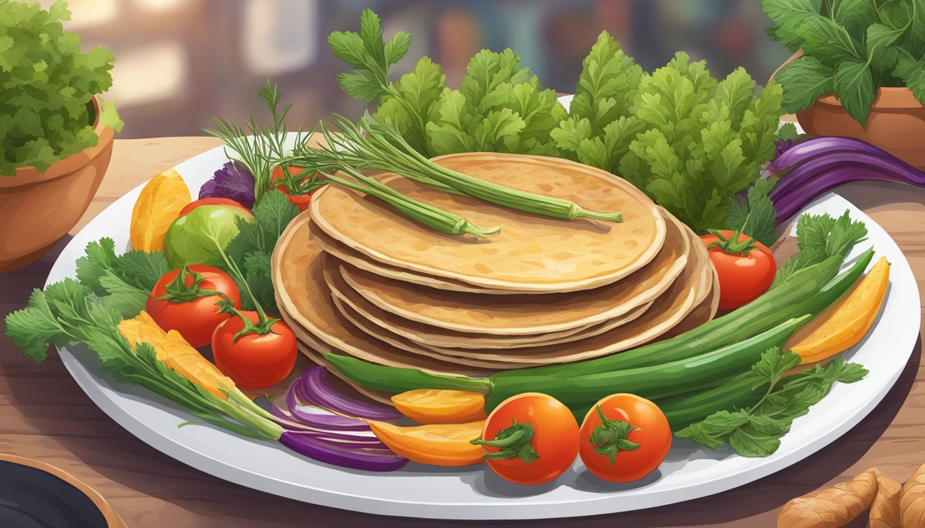 A plate of criadillas, a strange delicacy, surrounded by colorful vegetables and herbs