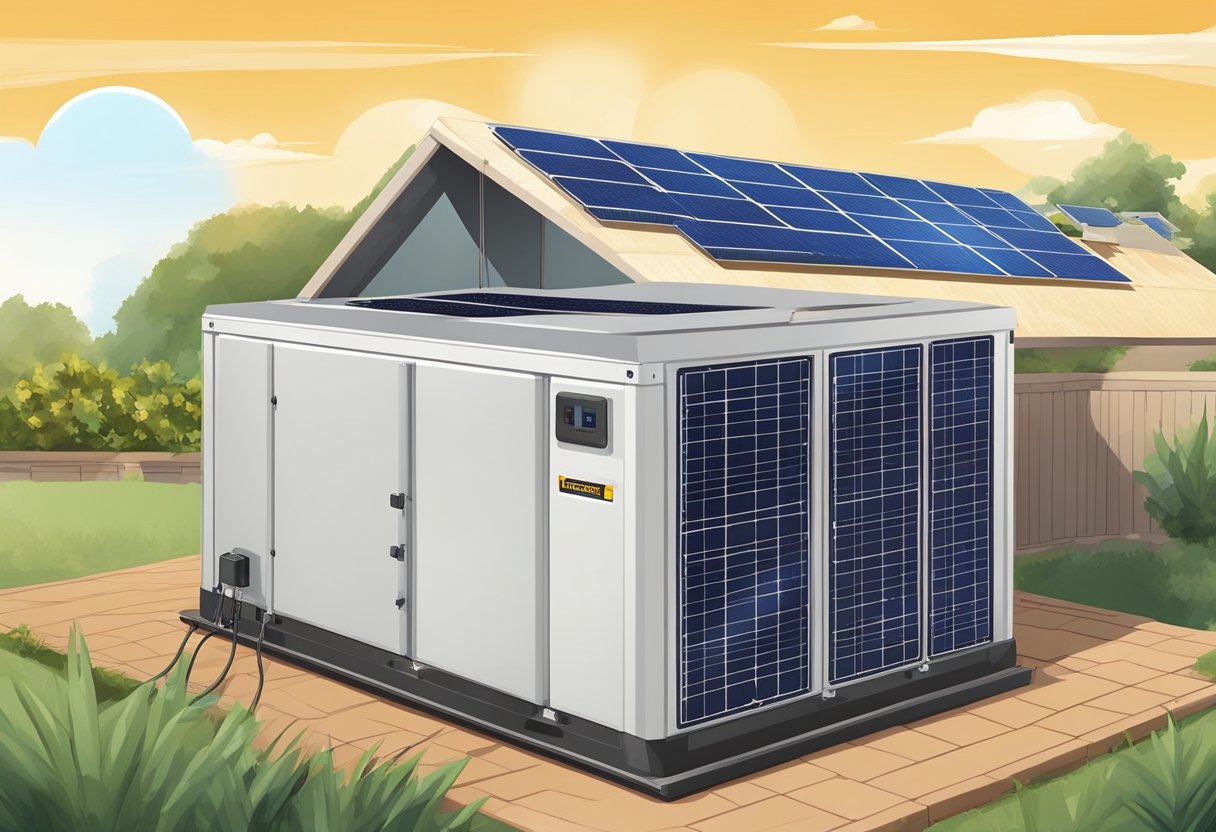 A solar generator is being installed with wiring and electrical setup