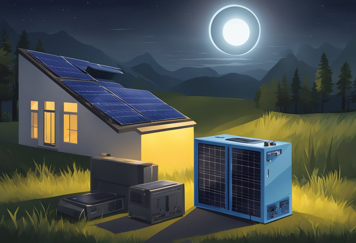 A solar generator powering essential devices during a blackout