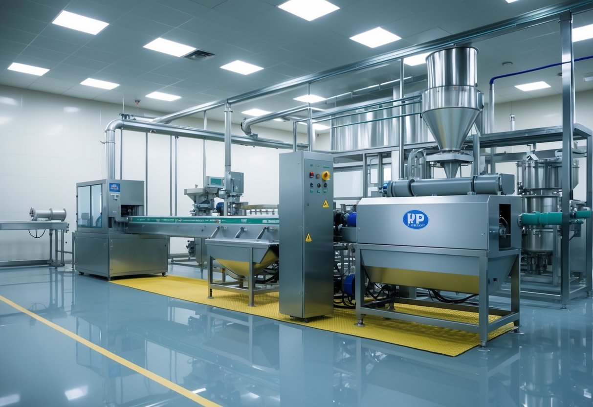 A modern pet food manufacturing facility with advanced machinery and quality control measures in place to ensure the safety and nutritional value of the products