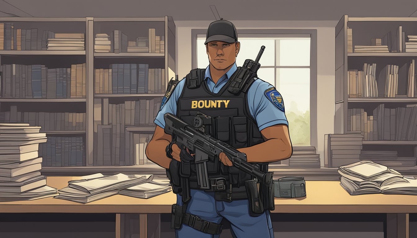 A bounty hunter studying law enforcement, criminal justice, and firearms at a specialized academy