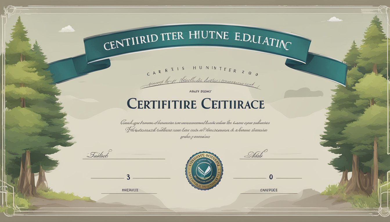 A person receiving a certificate after completing an online hunter education course