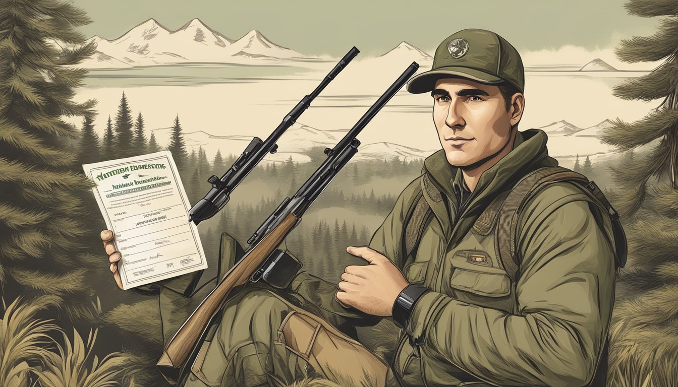 A hunter proudly displays their valid hunter education certificate to apply for a hunting license