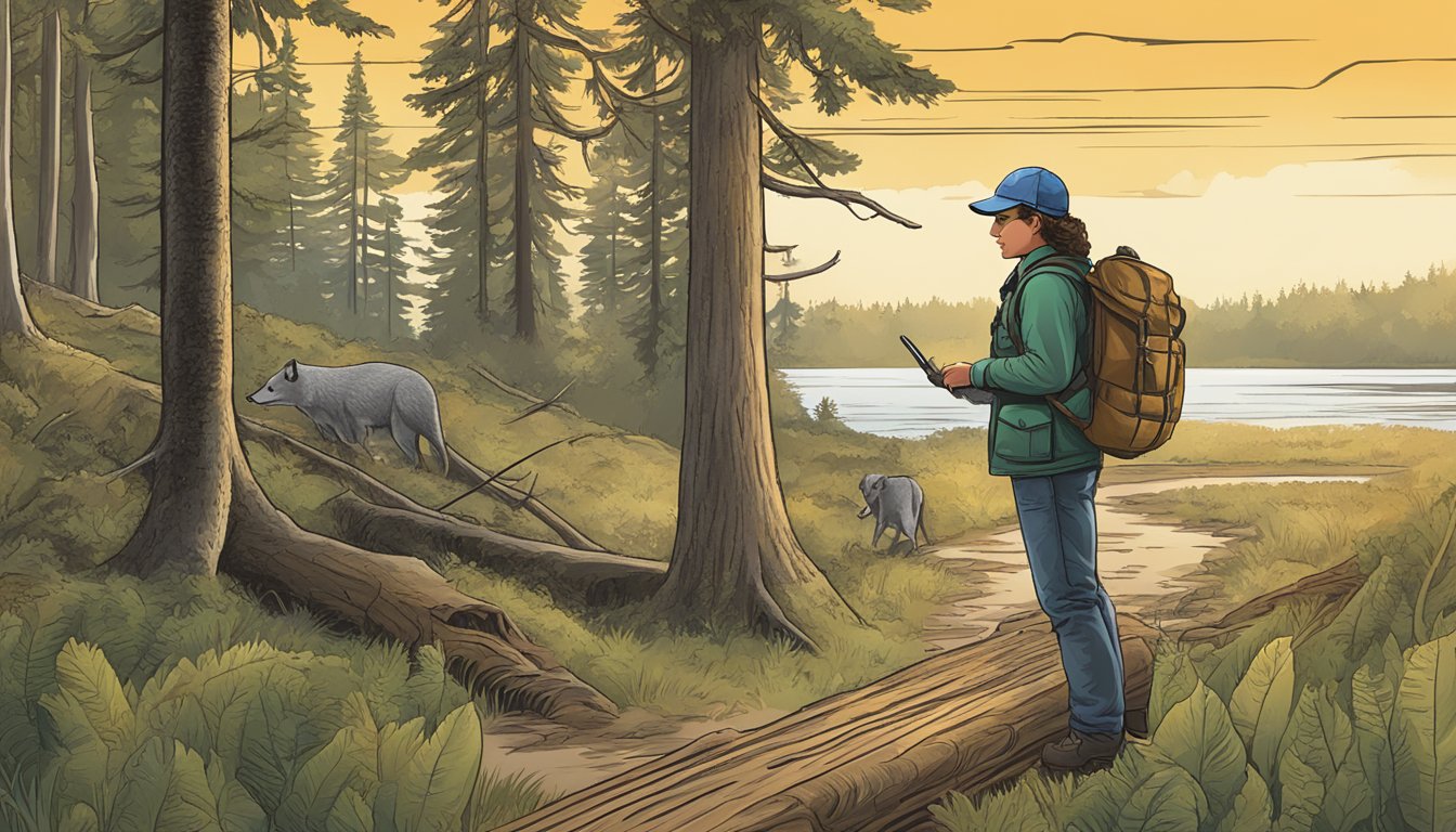 A person logging into the official state wildlife agency website and navigating to the "Hunter Education" section to retrieve their hunter education number