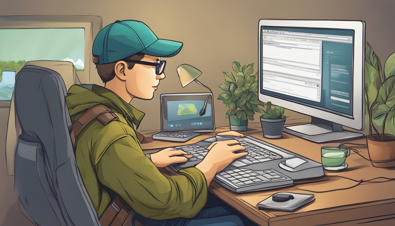 A person using a computer to search for hunter education number online