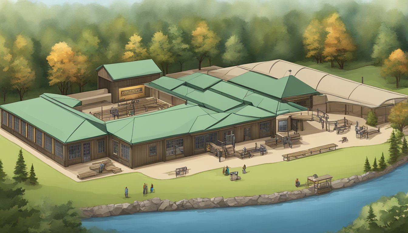 A hunter education center with shooting range, archery field, and wildlife exhibits