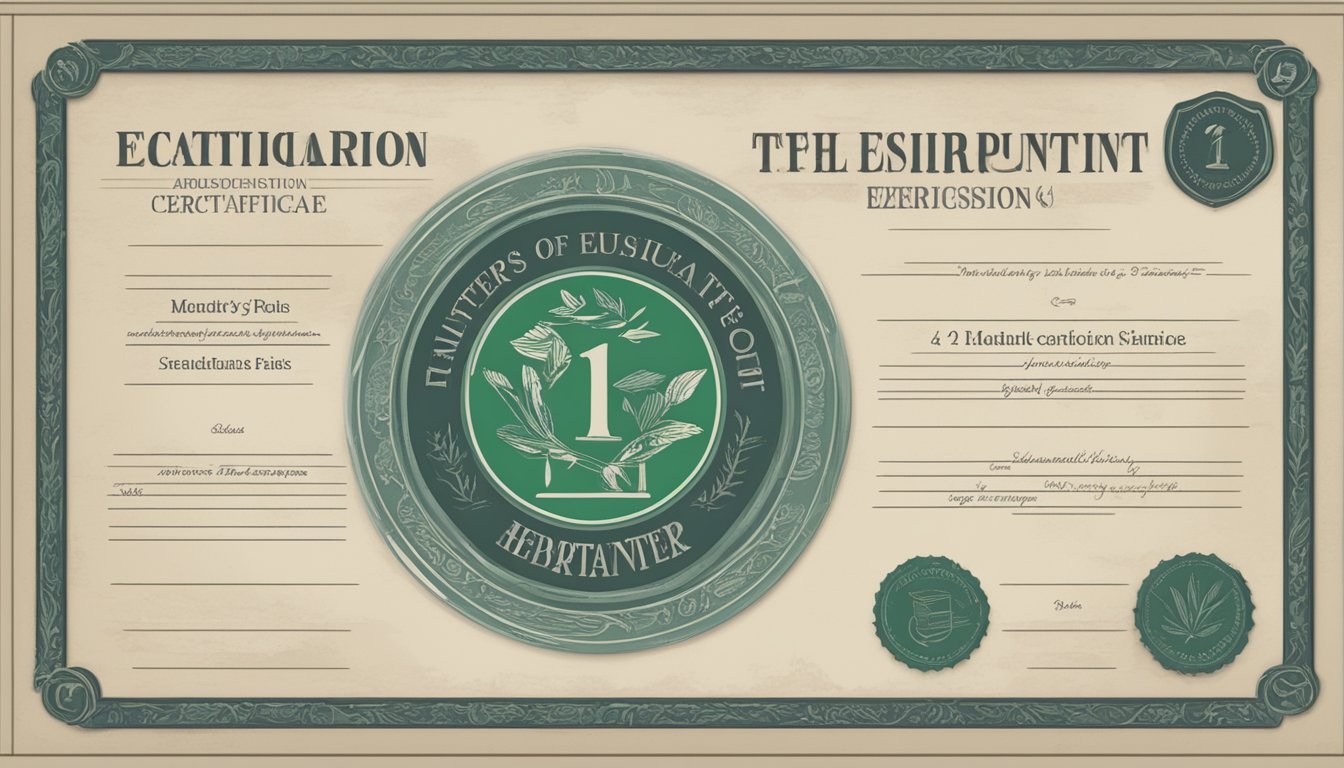 A hunter's education certificate displayed on a wall with a number visible