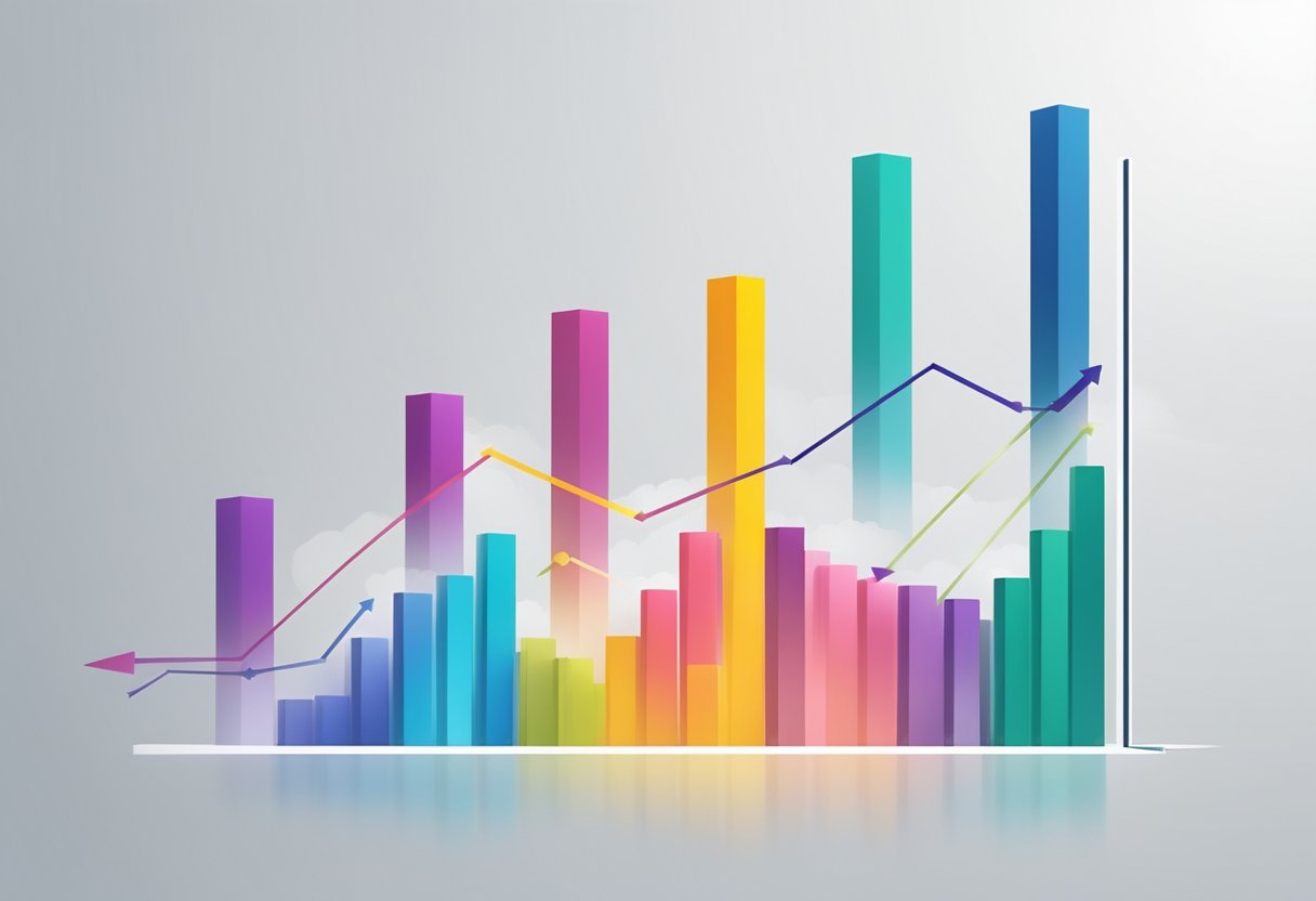 Wykres słupkowy pokazujący stały wzrost sprzedaży w czasie, z tendencją wzrostową wskazującą na skuteczność działań sprzedażowych.