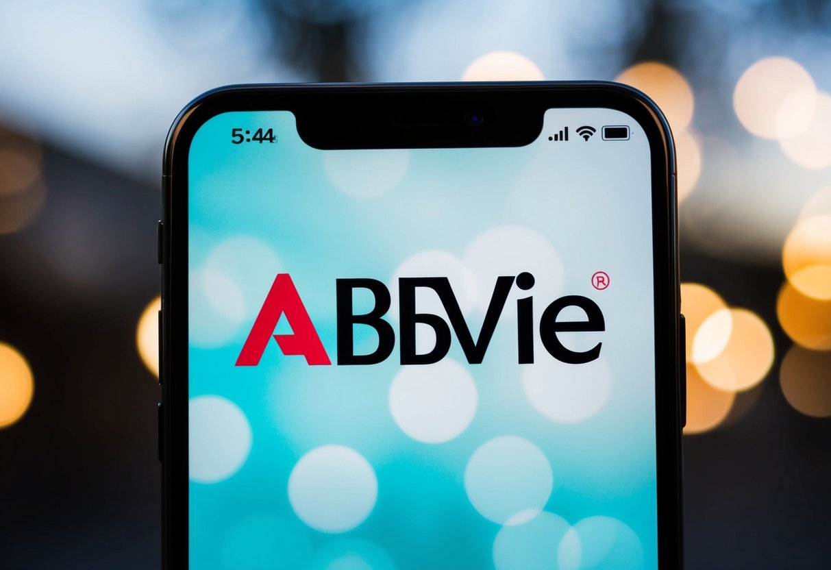 A phone with the AbbVie logo displayed on the screen