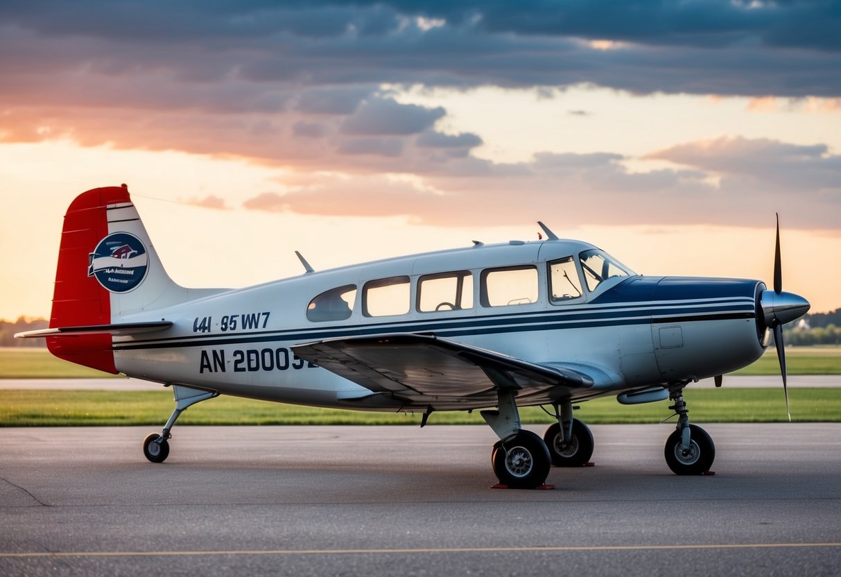 A vintage airplane with the company logo and a phone number displayed on the side