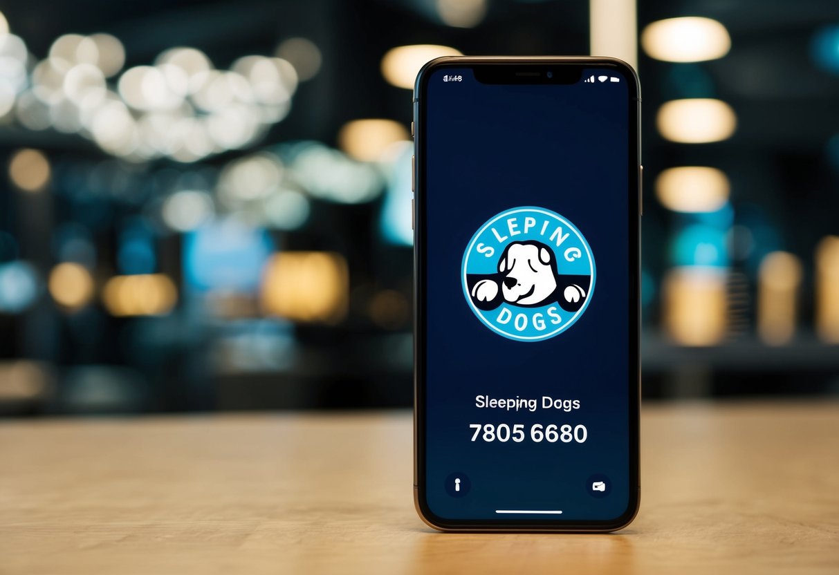 Sleeping Dogs Contact Phone Number A smartphone with the "Sleeping Dogs" logo displayed on the screen, next to a stylized contact phone number