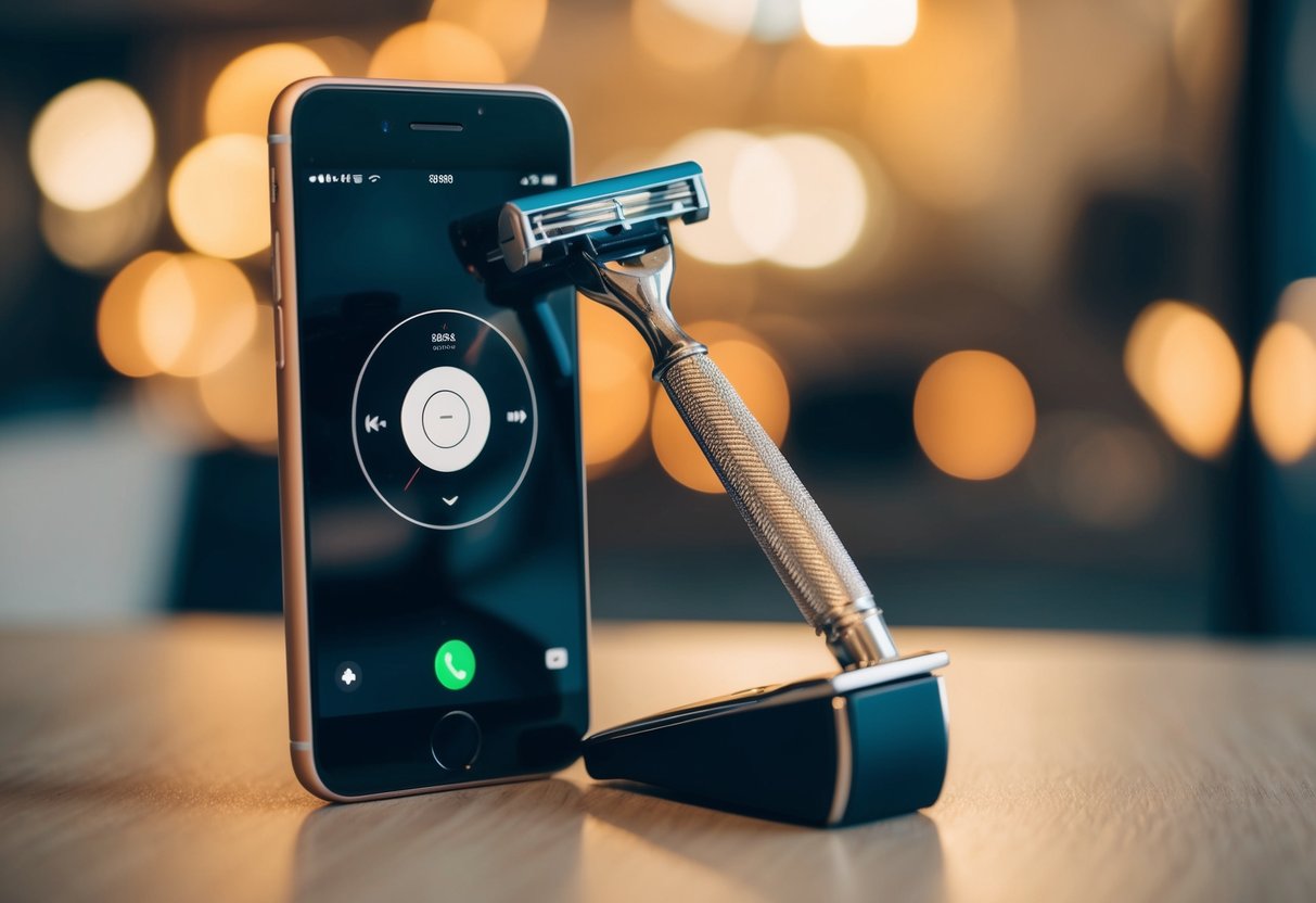 A razor placed next to a ringing phone