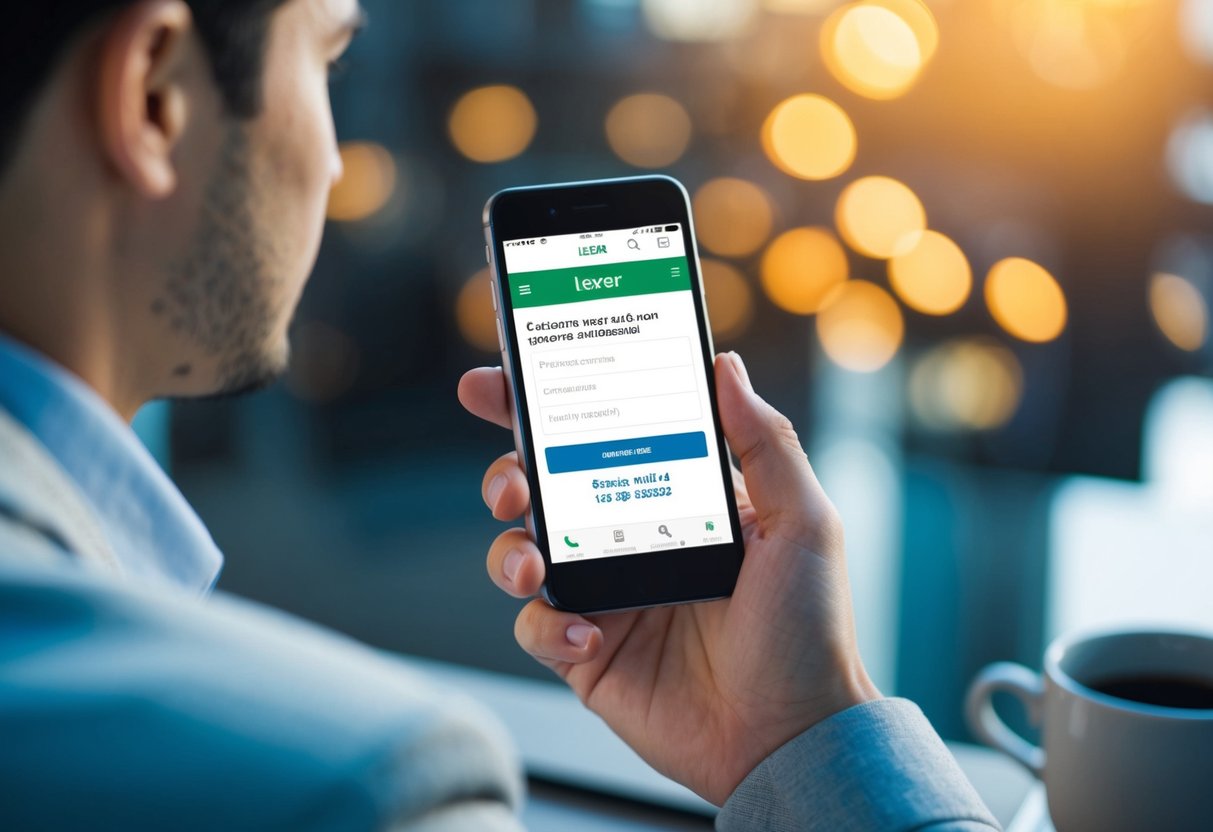 Lexar Contact Phone Number A customer holding a smartphone with the Lexar website open, searching for the contact phone number