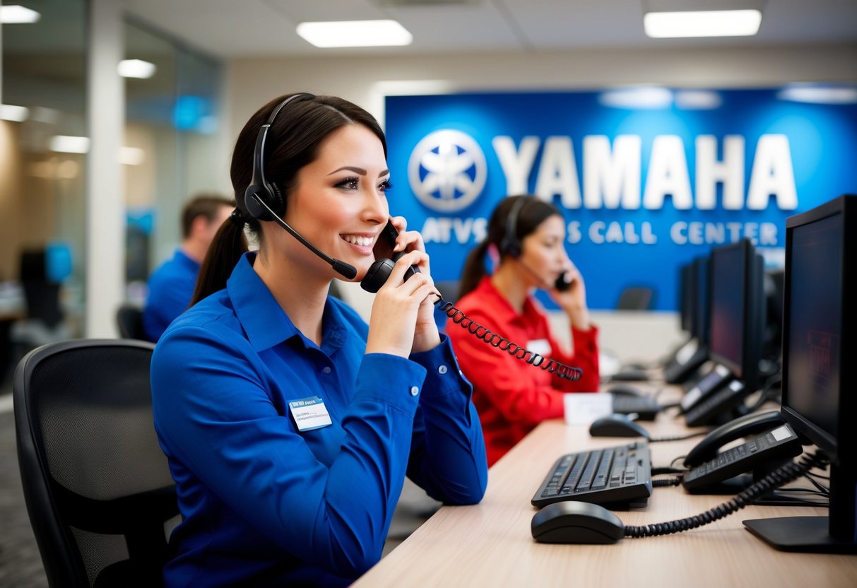 A customer service representative answering phone calls at a Yamaha ATVs call center