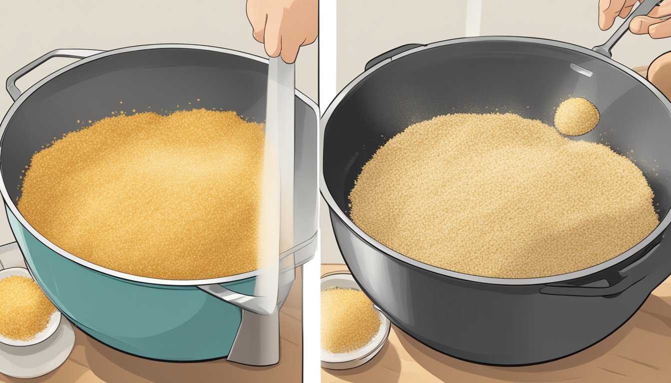 Stale breadcrumbs being crushed and sifted, then toasted in a pan to revive and transform into homemade panko