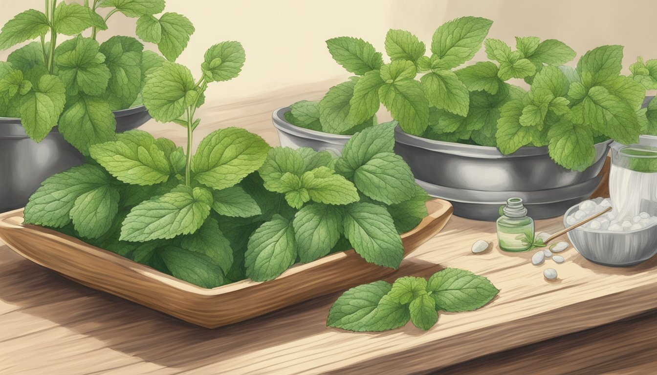 Lemon balm leaves being revived by alternative medicine