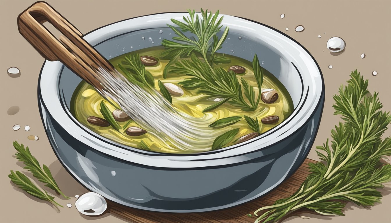 Anchovies being rinsed under a stream of water, then being finely chopped and mixed with fresh herbs and olive oil in a small bowl