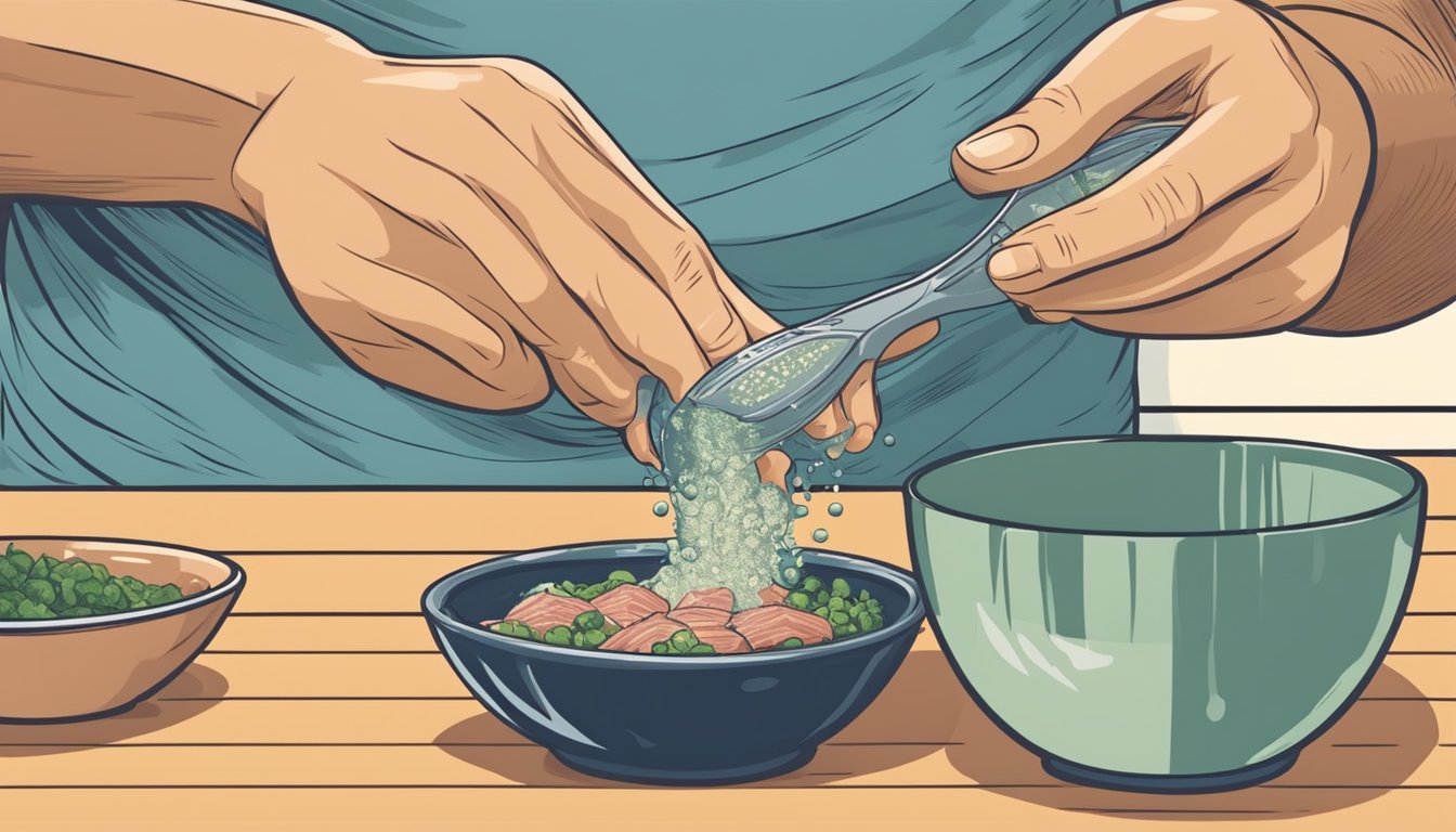 A person opens a can of tuna, rinses it under running water, and then places the tuna in a bowl while preparing to add other ingredients to fix the overly salty taste