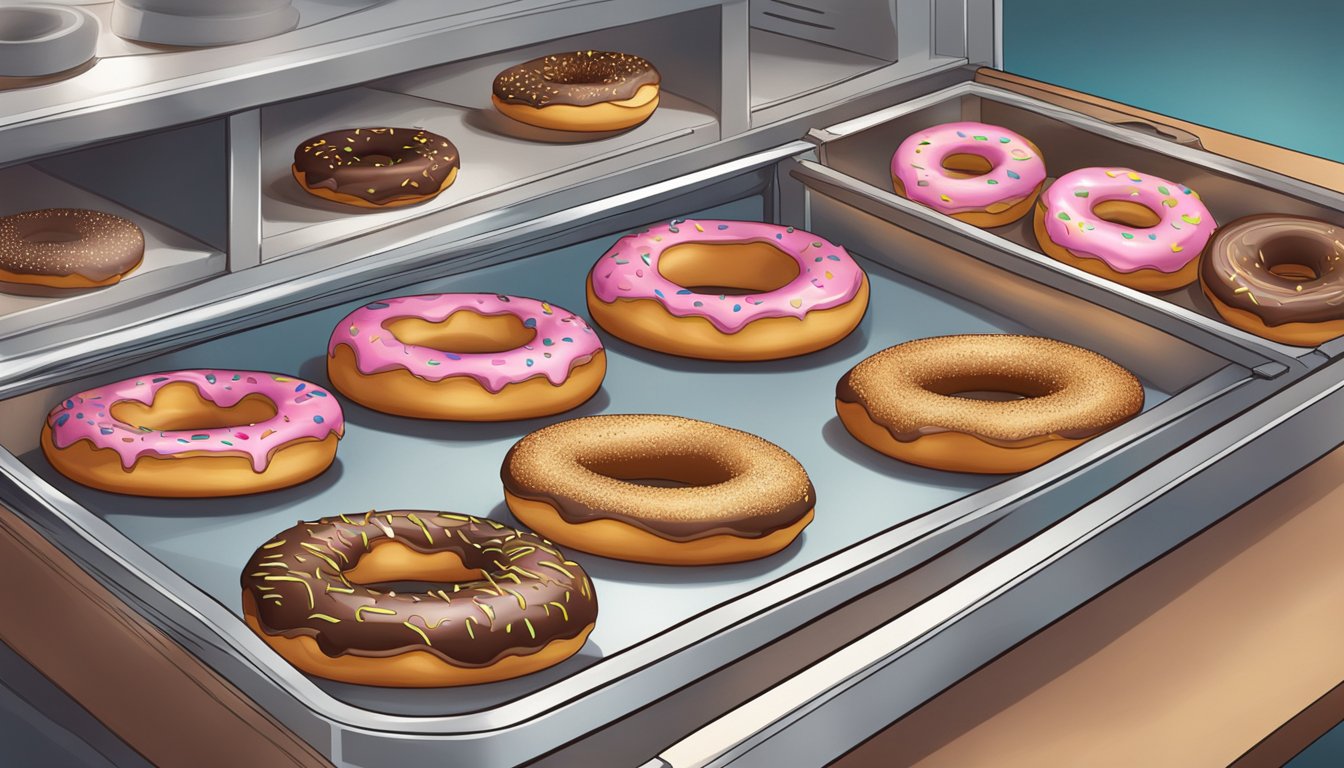 Airtight container with stale donuts being placed in a warm oven