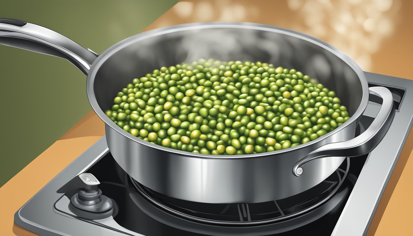 Split peas boiling in a pot on a stovetop