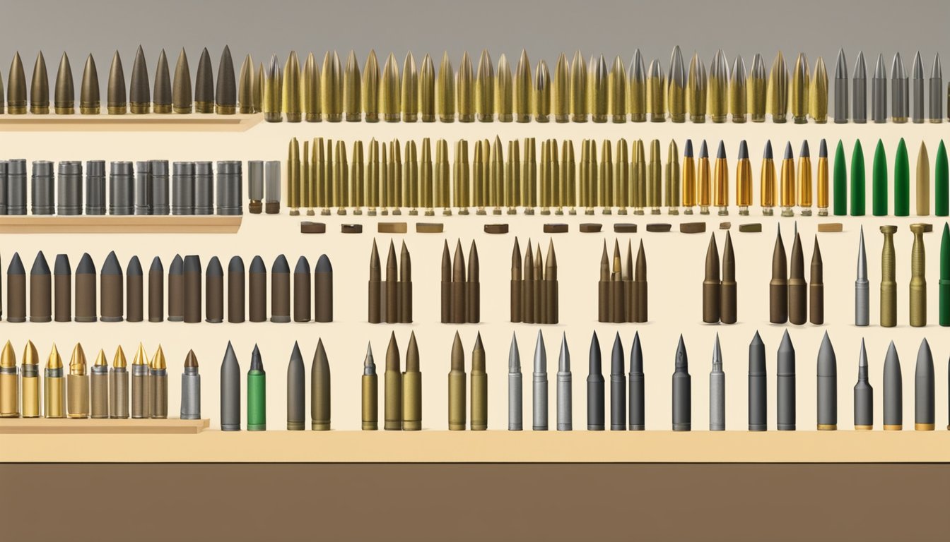 A variety of ammunition options displayed on a table, including different calibers suitable for youth hunters