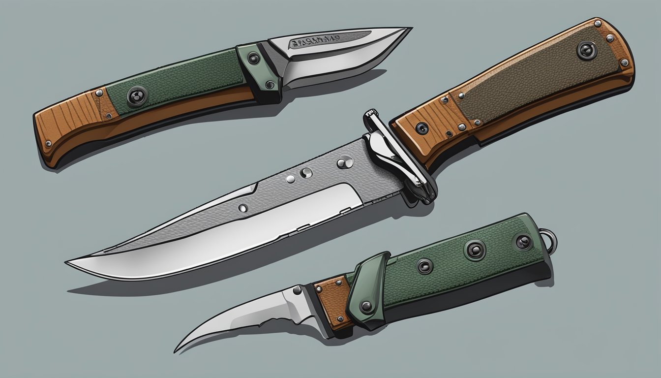 A sturdy, compact hunting knife being securely fastened into a durable sheath