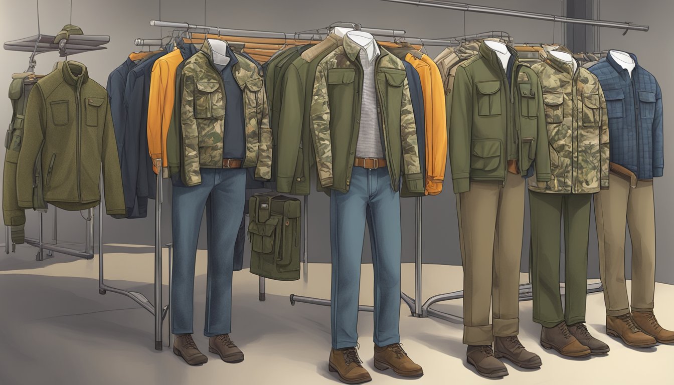 A display of affordable youth hunting clothes in a customer service setting