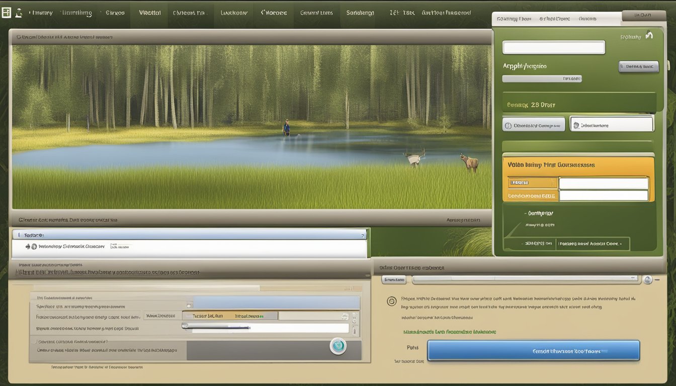 A computer screen displaying a website for purchasing a youth hunting license, with a mouse cursor clicking on the "Apply Now" button