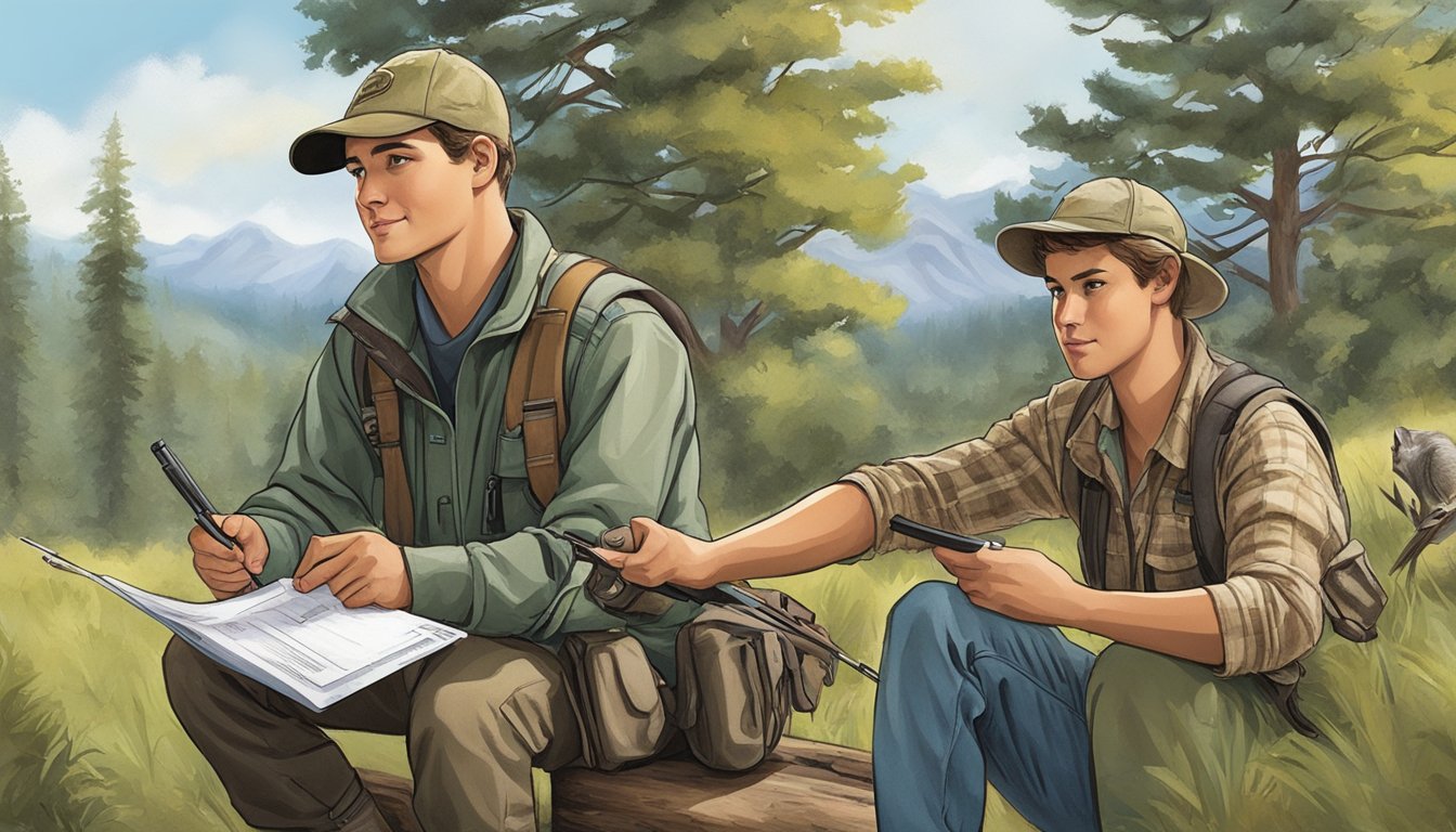 A young hunter purchasing additional permits and endorsements at a wildlife license vendor