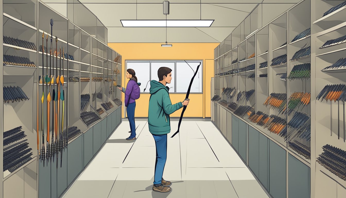 A youth selects hunting arrows at a customer support and services center