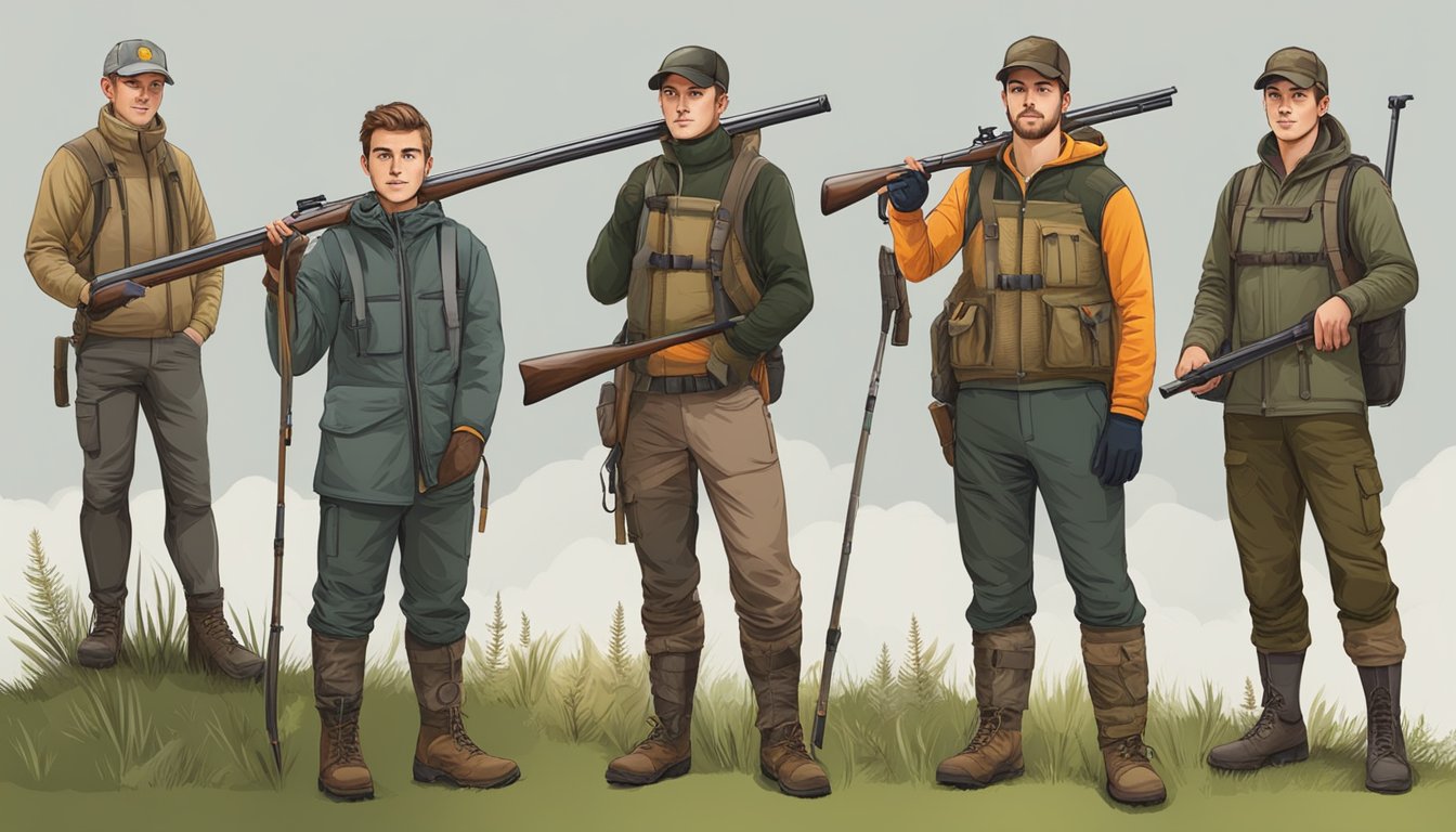 A group of young hunters wearing different base layers compare the features and performance of various brands