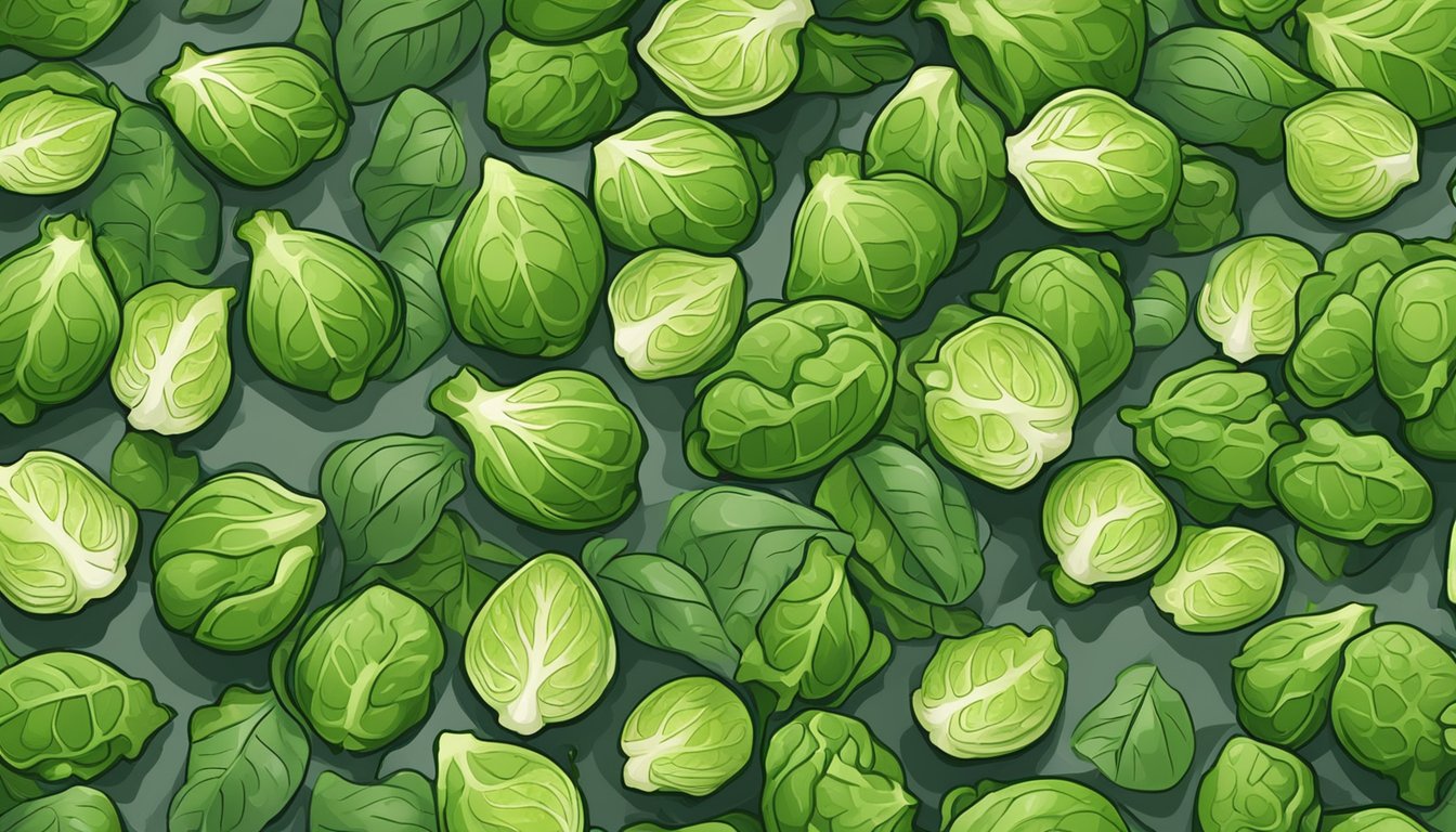 A pile of brussels sprout leaves arranged on a baking sheet, ready to be turned into healthy and allergy-friendly chips