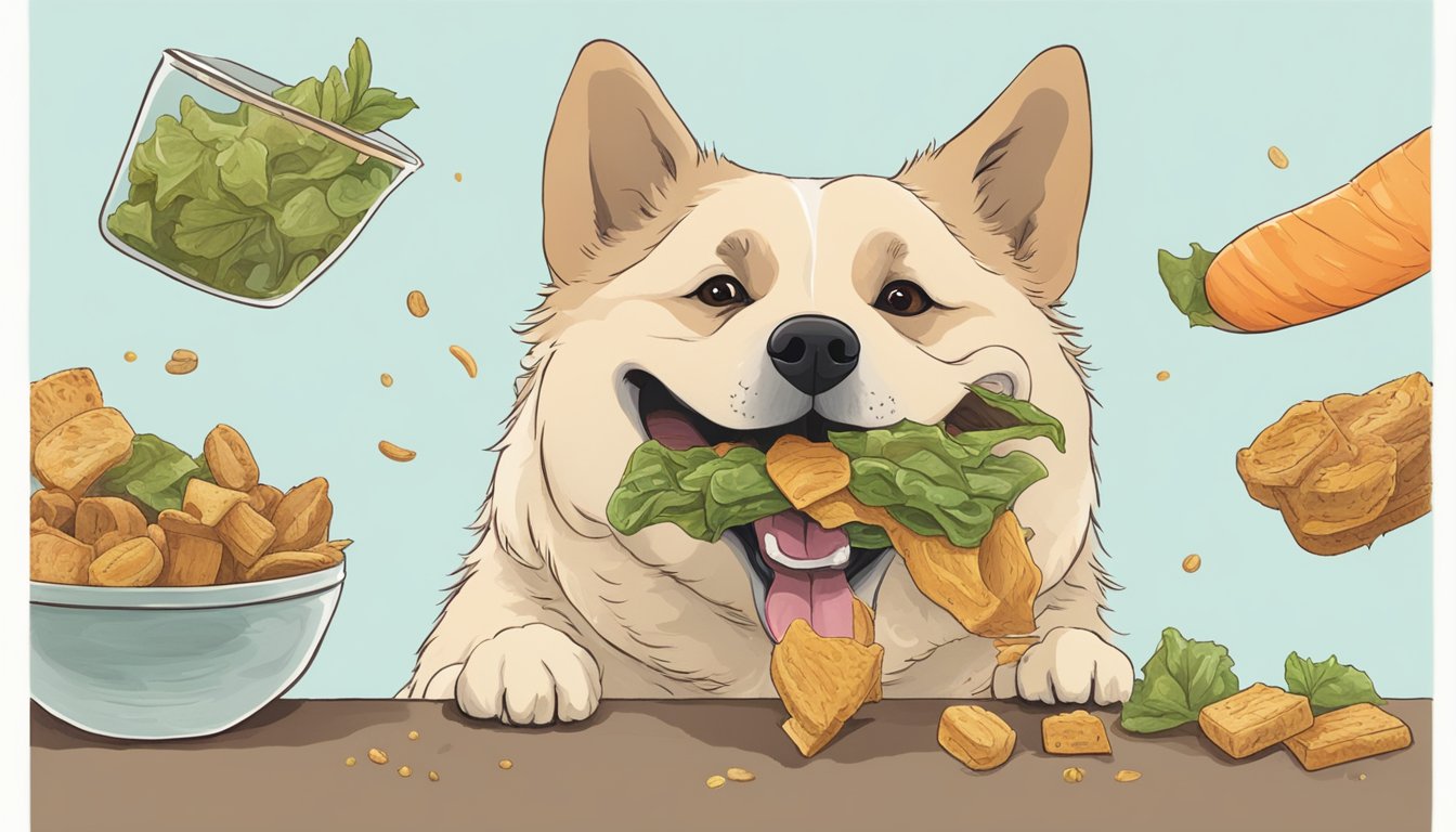 A dog happily munching on homemade gourmet treats made from kitchen scraps