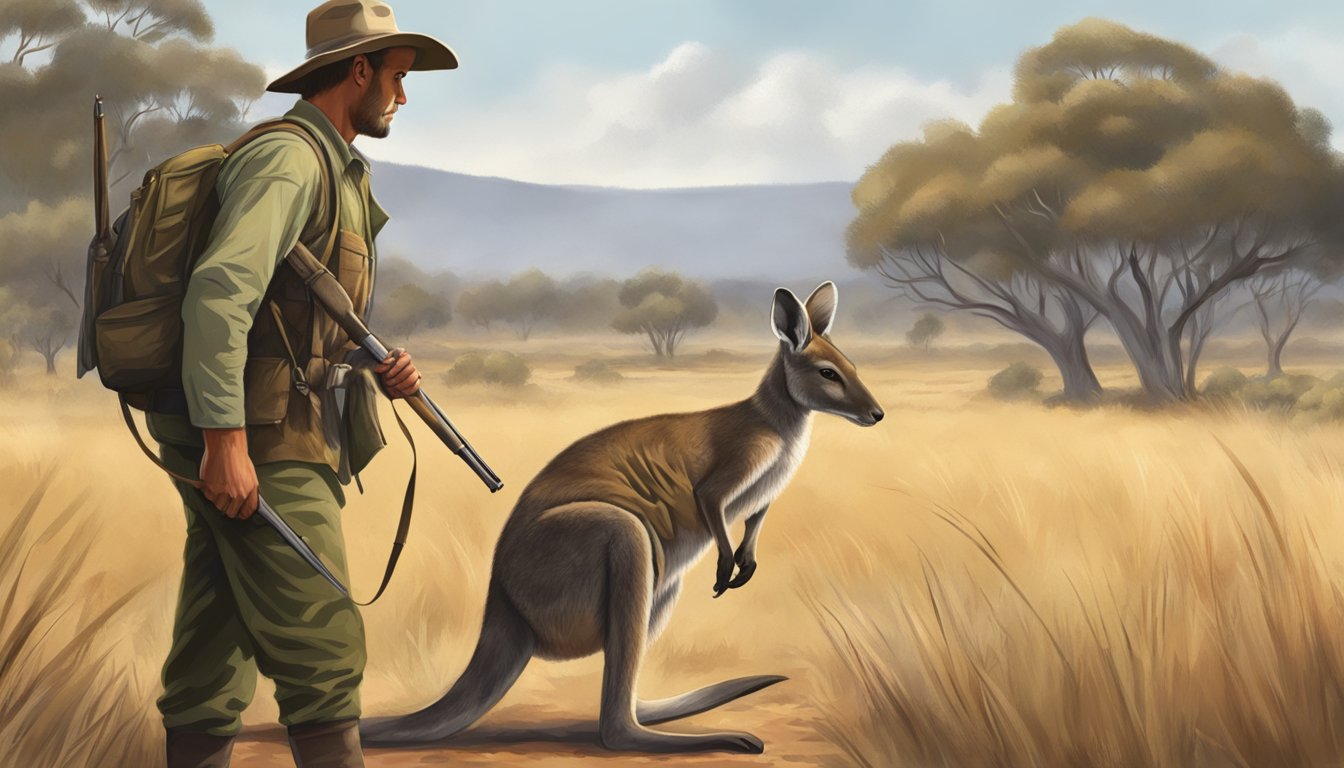 A hunter field dresses a kangaroo, following regulations