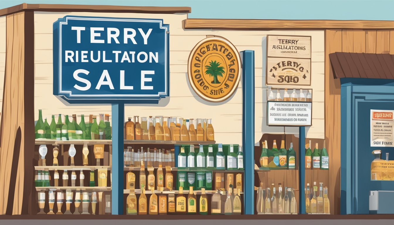 A sign displaying alcohol sale regulations in Terry County, Texas