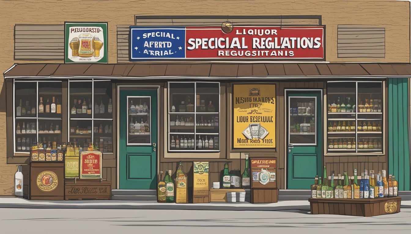 A sign outside a liquor store in Smith County, Texas displaying special alcohol regulations