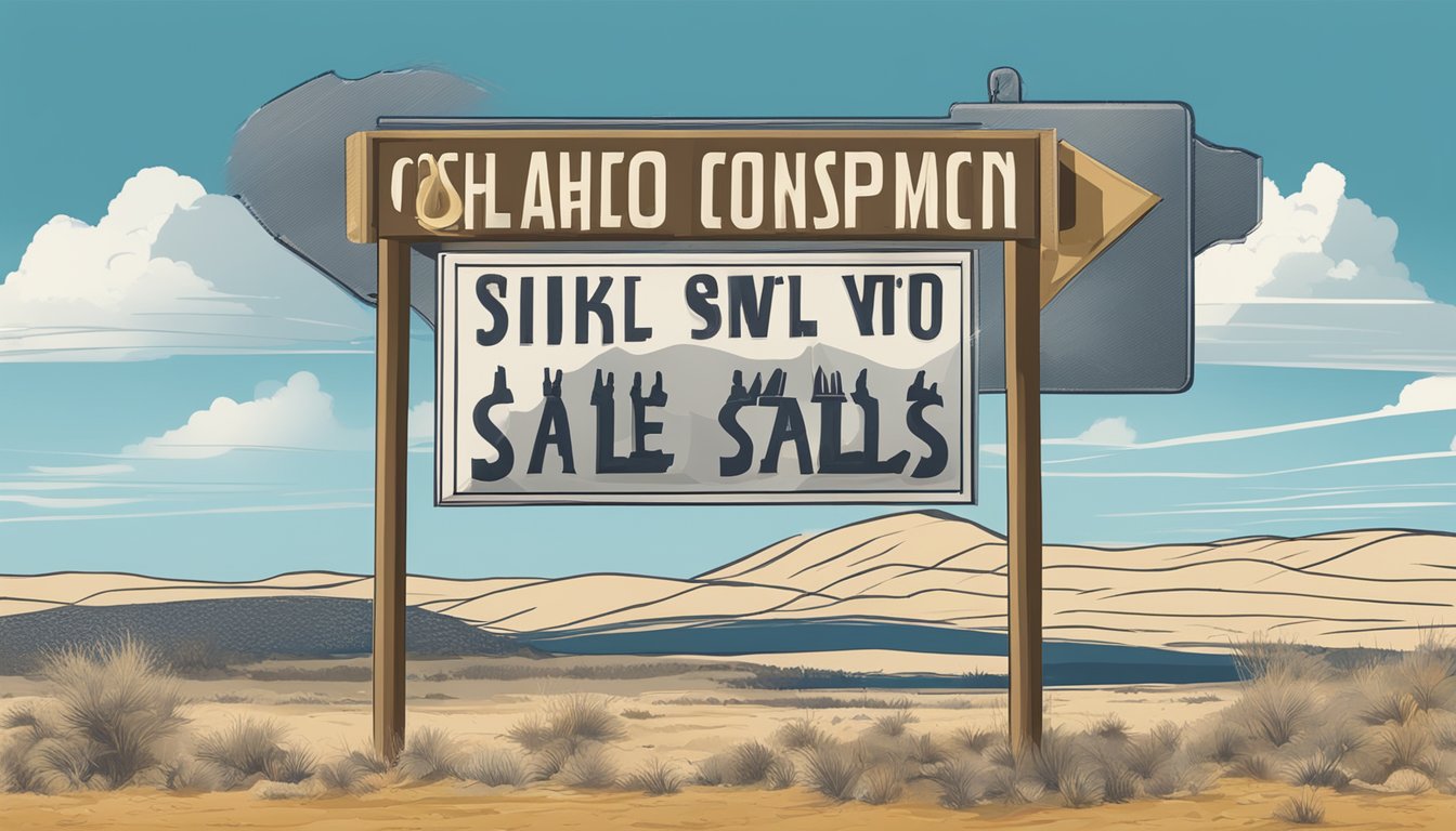 A sign with alcohol sale and consumption rules in Starr County, Texas, surrounded by a dry landscape and a clear blue sky