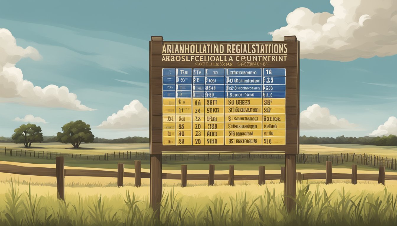 A sign displaying alcohol regulations in a rural Texas county