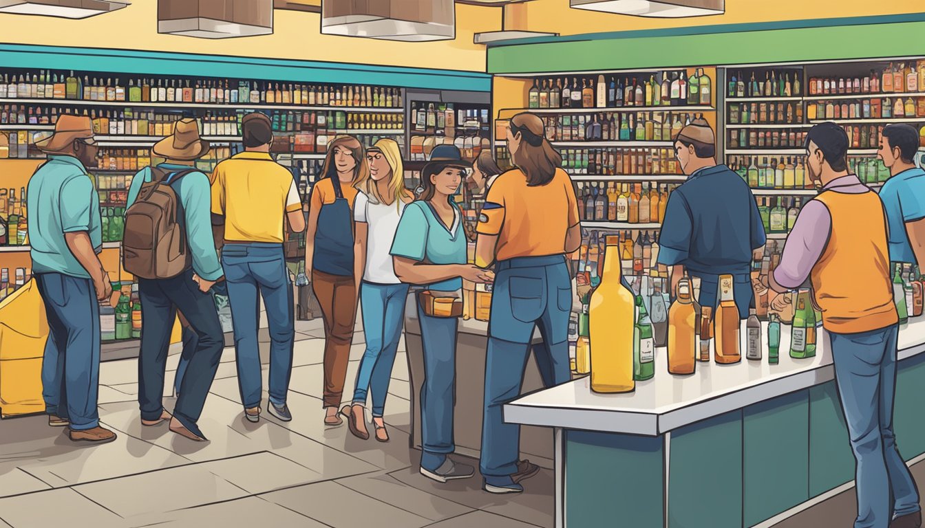 A group of people buying alcohol at a store in Nueces County, Texas