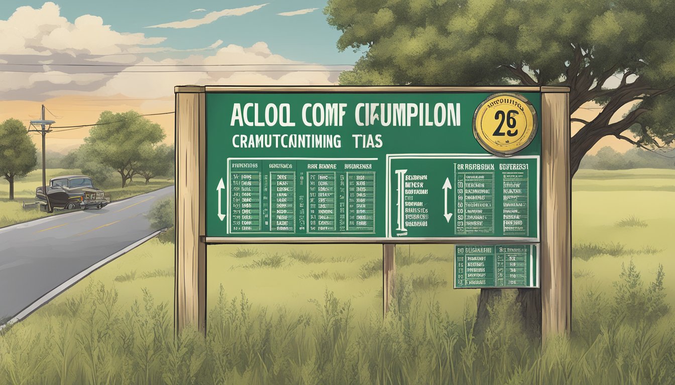 A sign displaying alcohol consumption regulations in McCulloch County, Texas