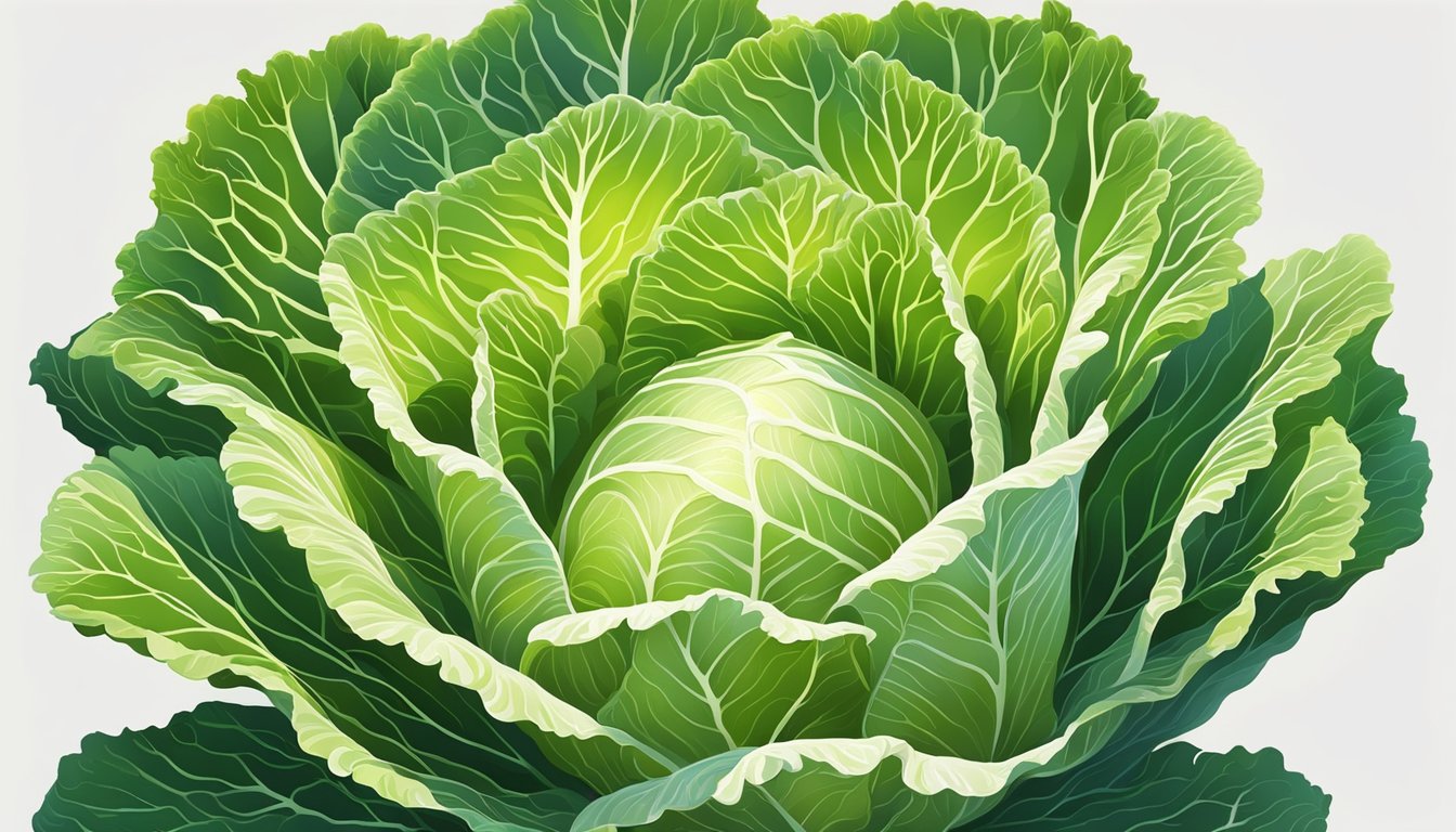 A vibrant napa cabbage patch, with lush green leaves and crisp white stems, basking in the warm sunlight of a clear day