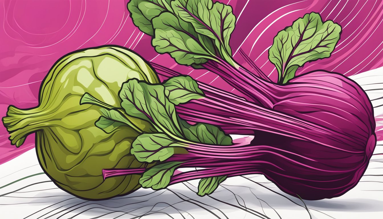 A vibrant beetroot surrounded by swirling lines, representing its impact on brain and cognitive health