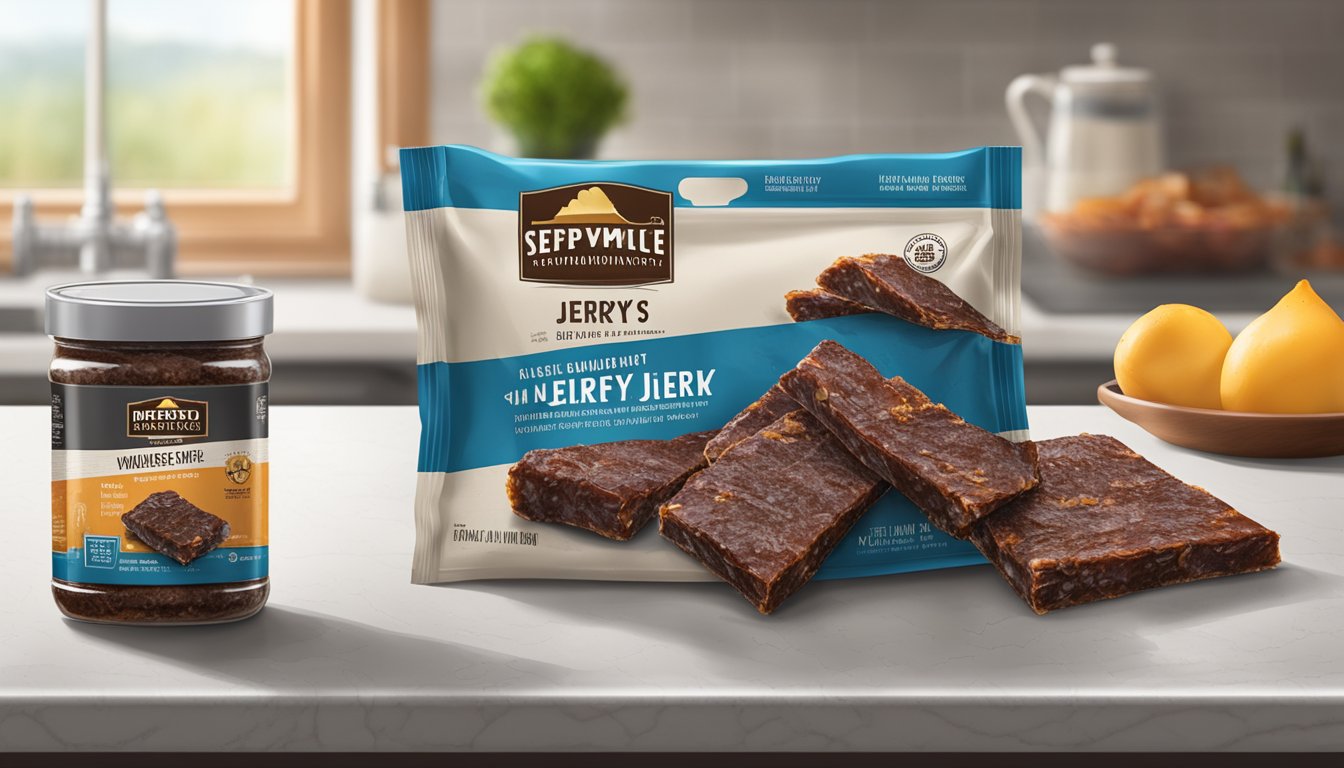 A package of jerky left out on a countertop, with visible signs of mold and a warm, humid environment