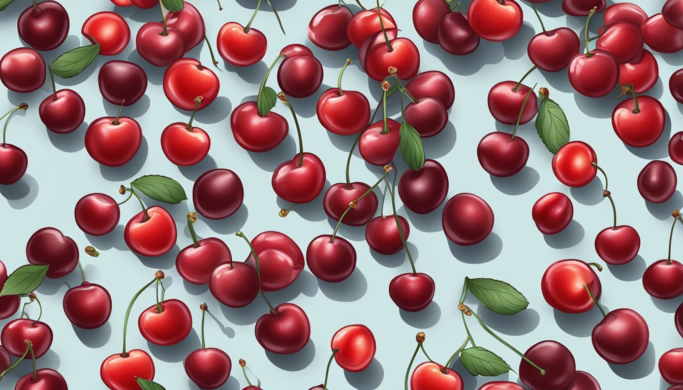 Fresh cherries being carefully placed on a baking sheet and then placed in the freezer