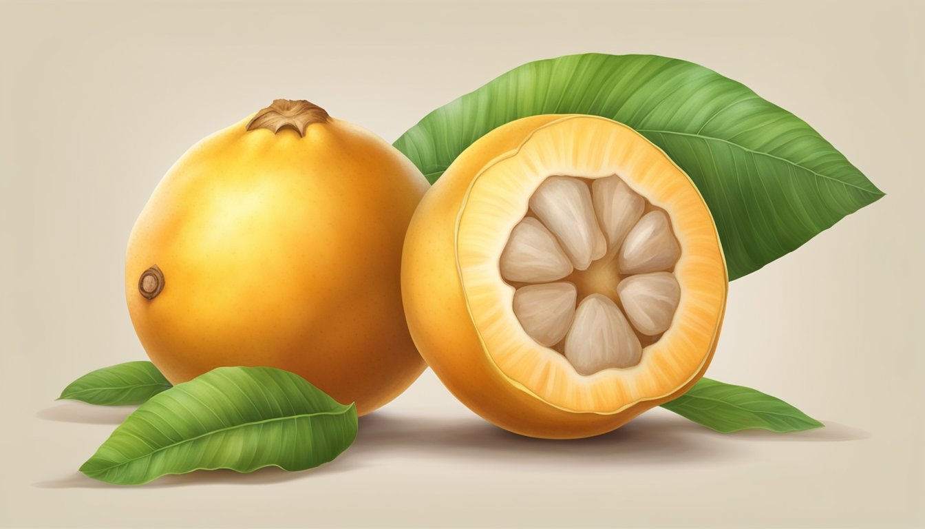 A ripe santol fruit is shown with a bright yellow skin, soft to the touch, and emitting a sweet, fragrant aroma