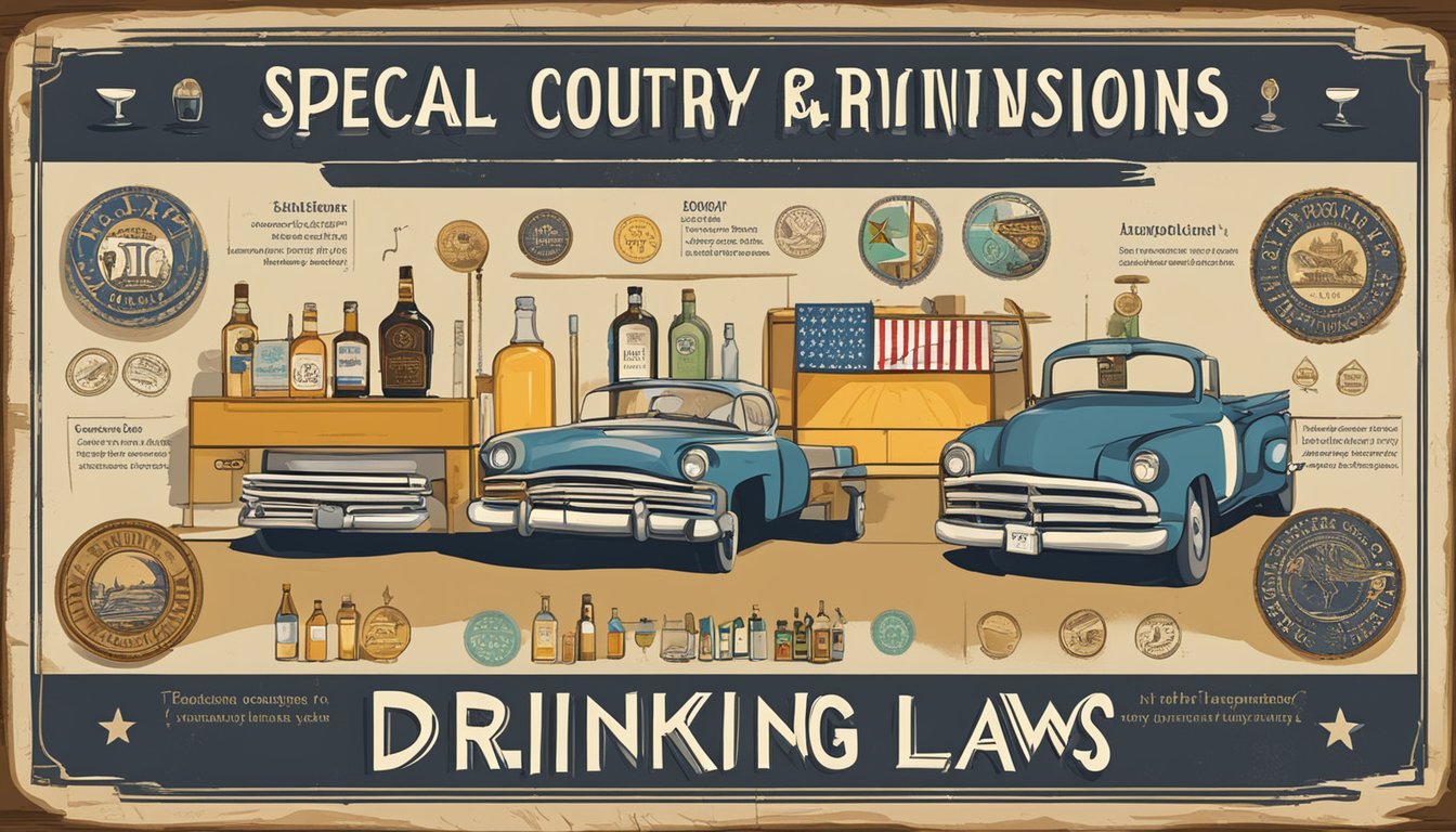 A sign displaying "Special Provisions Lynn County Texas Alcohol and Drinking Laws" with relevant symbols and imagery